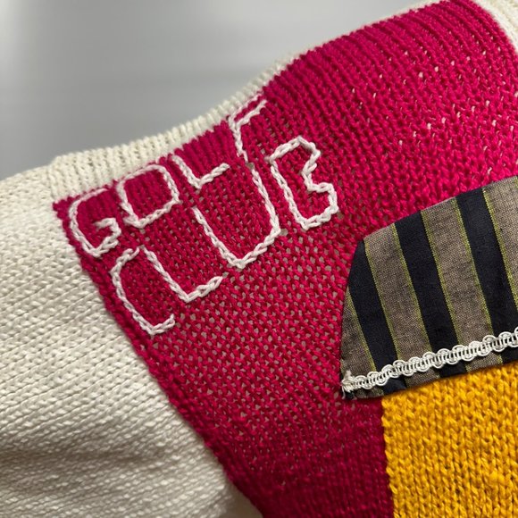 Vintage Raquel’s 3D Golf Appliqué Sweater Handmade Peru Rare Deadstock Small - Picture 4 of 9